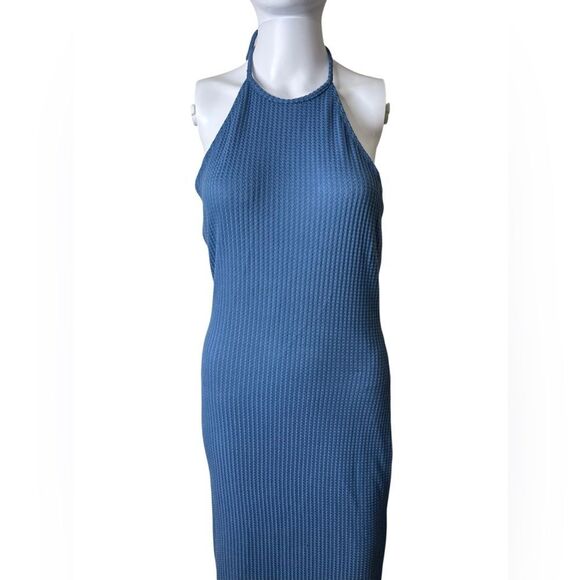 SHEIN Elegant Blue Halter Neck Dress Medium - Picture 1 of 4